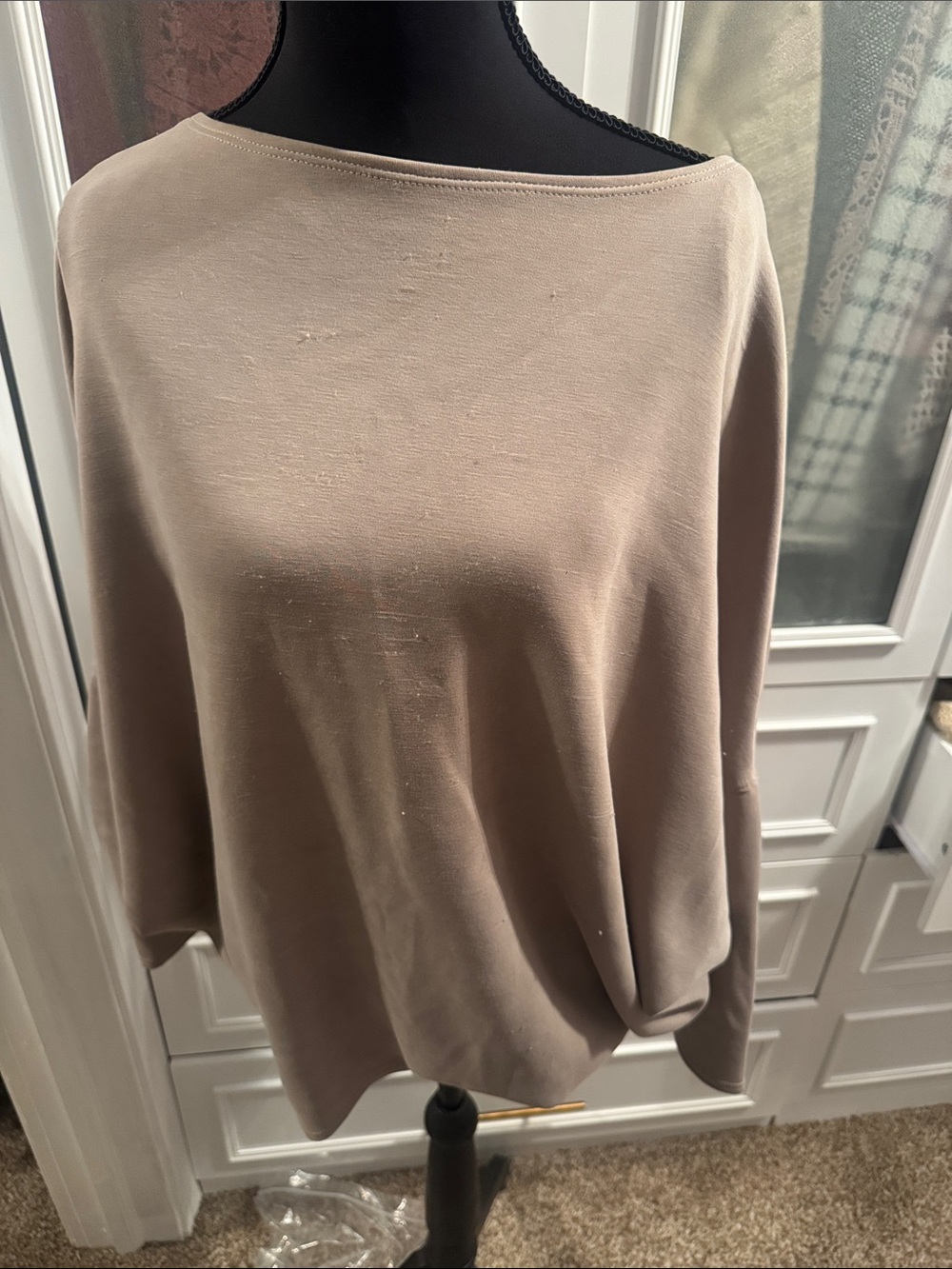Washed Taupe Boatneck Women’s Top - Unbranded